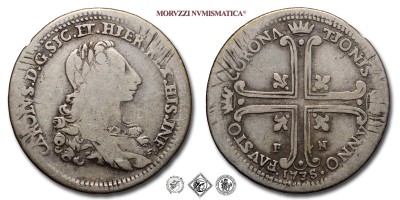 Regno di Sicilia, CARLO DI BORBONE, TARI' 6, Incoronazione, 1735, Zecca di Palermo, ARGENTO, MB, (Spahr 17) / monete italiane siciliane borboniche preunitarie (moneta italiana siciliana borbonica preunitaria da collezione) | Moruzzi Numismatica