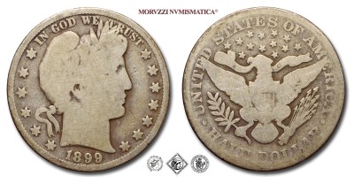 Stati Uniti d'America, USA, DOLLARO 1/2, Barber, 1899, Zecca di Philadelphia, ARGENTO, B, (KM 116) / USA - United States of America Silver Half Dollar COINS (monete mondiali moderne da collezione - mezzi dollari americani - moneta d'argento) | Moruzzi Numismatica