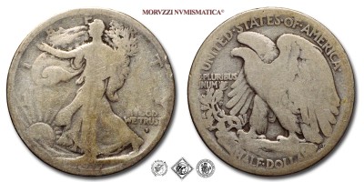 Stati Uniti d'America, USA, DOLLARO 1/2, Walking Liberty, 1917, Zecca di Philadelphia, ARGENTO, B, (KM 142) USA - United States of America Silver Half Dollar COINS (monete mondiali moderne da collezione - mezzi dollari americani - moneta d'argento) | Moruzzi Numismatica