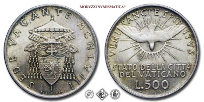 Città del Vaticano, SEDE VACANTE, 1958, LIRE 500, Senza accento, 1958, Zecca di Roma, ARGENTO, FDC, (Pagani 843a) / monete vaticane d'argento (moneta vaticana da collezione) | Moruzzi Numismatica