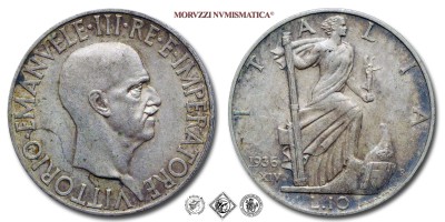 Regno d'Italia, VITTORIO EMANUELE III, LIRE 10, Impero, 1936 XIV, Zecca di Roma, ARGENTO, qSPL, (Pagani 700) / monete italiane moderne d'argento (moneta italiana moderna da collezione - Casa Savoia) | Moruzzi Numismatica
