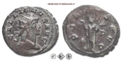 GALLIENO, ANTONINIANO, 253-268 d.C., PIETAS AVG / P la Pietas stante con entrambe le mani levate dinanzi ad un altare, Zecca di Mediolanum, BRONZO, qSPL, (RIC 507) / monete romane imperiali antiche (moneta romana imperiale antica - Impero Romano) | Moruzzi Numismatica