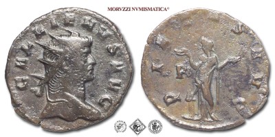 GALLIENO, ANTONINIANO, 253-268 d.C., PIETAS AVG / P la Pietas stante con entrambe le mani levate dinanzi ad un altare, Zecca di Mediolanum, BRONZO, BB, (RIC 507) / monete romane imperiali antiche (moneta romana imperiale antica - Impero Romano) | Moruzzi Numismatica