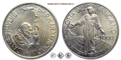Città del Vaticano, GIOVANNI PAOLO II, Wojtyla, LIRE 1000, Dalla Giustizia di ciascuno nasce la pace per tutti, 1998 A XX, Zecca di Roma, ARGENTO, FDC, (Unificato GPA2.670) / Papież Jan Paweł II Karol Józef Wojtyła monete vaticane d'argento (moneta vaticana da collezione) | Moruzzi Numismatica