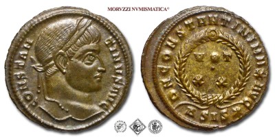 COSTANTINO I, PICCOLO BRONZO, 320-321 d.C., D N CONSTANTINI MAX AVG / VOT XX / #D#SIS* / in corona laurea, Zecca di Siscia, SPL, (RIC 159) / monete romane imperiali antiche (moneta romana imperiale antica - Impero Romano) | Moruzzi Numismatica
