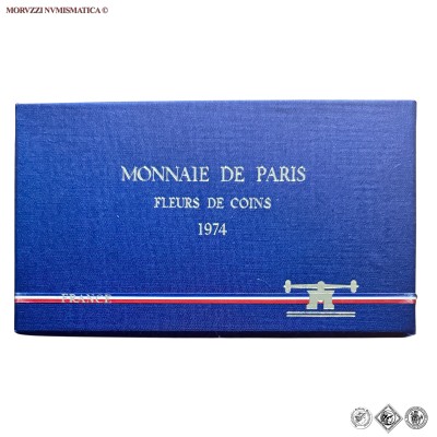 Francia, QUINTA REPUBBLICA, SERIE DI 9 MONETE CON 50 FRANCHI IN ARGENTO, 1974, Zecca di Parigi, FDC, (Gadoury 262) / France Cinquième République MONNAIE DE PARIS pièces de monnaies françaises avec 50 Francs 