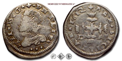 Regno di Sicilia, FILIPPO III, TARI' TRE, 1612, Zecca di Messina, ARGENTO, qBB, (Spahr 49) / monete italiane siciliane preunitarie d'argento (moneta italiana siciliana preunitaria da collezione) | Moruzzi Numismatica