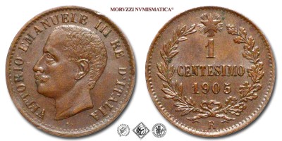 Regno d'Italia, VITTORIO EMANUELE III, CENTESIMO, Valore, 1905, Zecca di Roma, RAME, SPL, (Pagani 943) / monete italiane moderne (moneta italia moderna da collezione - Casa Savoia) | Moruzzi Numismatica