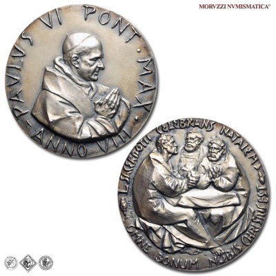 Città del Vaticano, PAOLO VI, Montini, MEDAGLIA ANNUALE IN ARGENTO, 50° anniversario Sacerdozio Pontefice, A VIII 1970, Opus Enrico Manfrini, FDC, (Modesti 438) / medaglie papali pontificie annuali d'argento | Moruzzi Numismatica