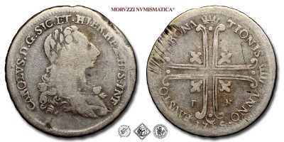 Regno di Sicilia, CARLO DI BORBONE, TARI' 6, Incoronazione, 1735, Zecca di Palermo, ARGENTO, MB, (Spahr 19) / monete italiane siciliane borboniche preunitarie (moneta italiana siciliana borbonica preunitaria da collezione) | Moruzzi Numismatica