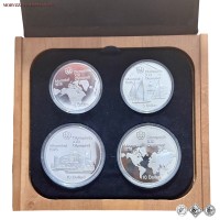 Canada, ELISABETTA II, SET di 4 MONETE da DOLLARI 5 e 10, Olimpiadi Montreal 1976 - Kingston and Sailboats - North America map - World map - Montreal skyline, 1973, Royal Canadian Mint, ARGENTO, FDC, (KM 84-85-86.1-87) / Queen ELIZABETH II 5 AND 10 SILVER DOLLARS Olympic Games Montreal 1976 World coins (monete mondiali canadesi d'argento - moneta mondiale canadese da collezione) | Moruzzi Numismatica