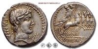 GENS VIBIA, C. Vibius C.f. Pansa, DENARIO, 90 a.C., PANSA testa laureata di Apollo e sotto un caduceo ed un tridente incrociati / Pallade in quadriga; in esergo: C•VIBIVS•C•F•, Zecca di Roma, ARGENTO, SPL, (Crawford 342/5) / monete romane repubblicane antiche d'argento (moneta antica della Repubblica Romana) | Moruzzi Numismatica