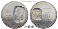 Venezuela, REPUBBLICA, BOLIVARES 10, Centenario dell'effige di Simon Bolivar, 1973, Royal Canadian Mint of Ottawa, ARGENTO, FDC, (KM Y45) / REPUBLICA DE VENEZUELA CENTENARIO DE LA EFIGIE DEL LIBERTADOR EN LA MONEDA 1873-1973 monedas de plata (World SILVER coins - monete mondiali venezuelane moderne d'argento moneta mondiale venezuelana moderna) | Moruzzi Numismatica