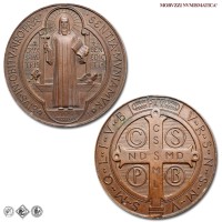 Italia, SAN BENEDETTO, MEDAGLIA IN RAME, Montecassino - San Benedetto, 1880, Stabilimento Stefano Johnson di Milano, mSPL, (R), (Martini TAM 3795) / medaglie italiane devozionali rare da collezione | Moruzzi Numismatica