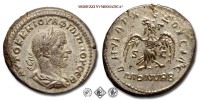 FILIPPO I L'ARABO, TETRADRAMMA, 244-249 d.C., #D#HMARX E#X#OVCIAC / S C / MON VRB aquila ad ali aperte con corona nel becco, Zecca di Antiochia, ARGENTO, SPL, (Prieur 304) / monete romane imperiali provinciali antiche (moneta romana provinciale antica - Impero Romano) | Moruzzi Numismatica