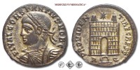 COSTANZO II, PICCOLO BRONZO, 326 d.C., PROVIDENTIAE CAESS / R corona Q porta del campo con due torri; in alto una stella, Zecca di Roma, SPL, (R), (RIC 290) / monete romane imperiali antiche rare (moneta romana imperiale antica rara - Impero Romano) | Moruzzi Numismatica