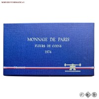 Francia, QUINTA REPUBBLICA, SERIE DI 9 MONETE CON 50 FRANCHI IN ARGENTO, 1974, Zecca di Parigi, FDC, (Gadoury 262) / France Cinquième République MONNAIE DE PARIS pièces de monnaies françaises avec 50 Francs 