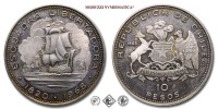 Cile, REPUBBLICA, PESOS 10, Arrivo della Flotta di Liberazione nel 1820 al comando di Lord Cochrane, 1968, ARGENTO, FDC, (R), (KM 183) / República de Chile ESCUADRA LIBERTADORA monedas de plata (World Silver coins - monete mondiali d'argento - moneta da collezione) | Moruzzi Numismatica