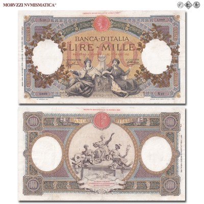 Regno d'Italia, Vittorio Emanuele III, BANCA D'ITALIA, LIRE 1000, Capranesi - Repubbliche Marinare (Fascio), 28.06.1933, Firme: Azzolini, Cima, BB, (NC), (Crapanzano 384) / banconote italiane (cartamoneta italiana da collezione - banconota da 1.000 lire) | Moruzzi Numismatica