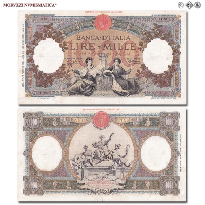 Regno d'Italia, Vittorio Emanuele III, BANCA D'ITALIA, LIRE 1000, Capranesi - Repubbliche Marinare (Fascio), 12.02.1935, Firme: Azzolini, Cima, qBB, (Crapanzano 387) / banconote italiane (cartamoneta italiana da collezione - banconota da 1.000 lire) | Moruzzi Numismatica