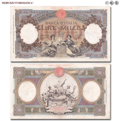 Regno d'Italia, Vittorio Emanuele III, BANCA D'ITALIA, LIRE 1000, Capranesi - Repubbliche Marinare (Fascio), 21.11.1939, Firme: Azzolini, Urbini, qBB, (NC), (Crapanzano 392) / banconote italiane (cartamoneta italiana da collezione - banconota da 1.000 lire) | Moruzzi Numismatica