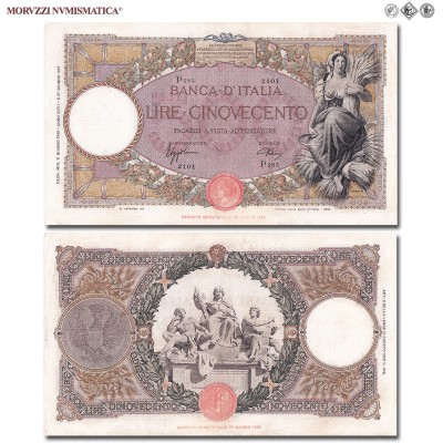 Regno d'Italia, Vittorio Emanuele III, BANCA D'ITALIA, LIRE 500, Capranesi - Mietitrice (fascio), 11.06.1940, Firme: Azzolini, Urbini, BB, (Crapanzano 313) / banconote italiane (cartamoneta italiana da collezione - banconota da cinquecento lire) | Moruzzi Numismatica