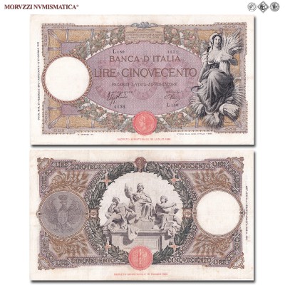Regno d'Italia, Vittorio Emanuele III, BANCA D'ITALIA, LIRE 500, Capranesi - Mietitrice (fascio), 27.02.1940, Firme: Azzolini, Urbini, mBB, (Crapanzano 312) / banconote italiane (cartamoneta italiana da collezione - banconota da cinquecento lire) | Moruzzi Numismatica