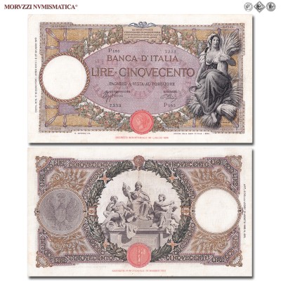 Regno d'Italia, Vittorio Emanuele III, BANCA D'ITALIA, LIRE 500, Capranesi - Mietitrice (fascio), 11.06.1940, Firme: Azzolini, Urbini, mBB, (Crapanzano 313) / banconote italiane (cartamoneta italiana da collezione - banconota da cinquecento lire) | Moruzzi Numismatica