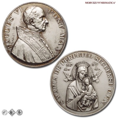 Città del Vaticano, PAOLO VI, Montini, MEDAGLIA IN METALLO BIANCO, Madonna del Perpetuo Soccorso, 1975?, Opus F. Mina, FDC, (RRR) / medaglie papali pontificie straordinarie rare da collezione | Moruzzi Numismatica