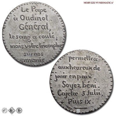 Stato Pontificio, PIO IX, Mastai Ferretti, MEDAGLIA SATIRICA, Generale Oudinot, 1849, SPL, (R), (Bartolotti IV-9) / medaglie satiriche rare da collezione | Moruzzi Numismatica