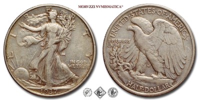 Stati Uniti d'America, USA, DOLLARO 1/2, Walking Liberty, 1937, Zecca di Philadelphia, ARGENTO, qBB, (KM 142) USA - United States of America Silver Half Dollar COINS (monete mondiali moderne da collezione - mezzi dollari americani - moneta d'argento) | Moruzzi Numismatica