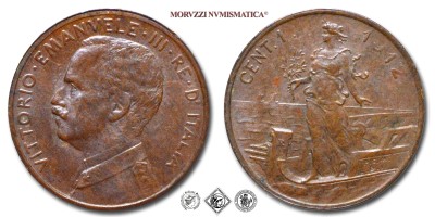 Regno d'Italia, VITTORIO EMANUELE III, CENTESIMO, Italia su prora, 1912, Zecca di Roma, RAME, qSPL, (Pagani 949) / monete italiane moderne (moneta italiana moderna da collezione - Casa Savoia) | Moruzzi Numismatica