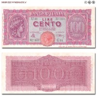 Italia, Luogotenenza, BANCA D'ITALIA, LIRE 100, Italia turrita, 10.12.1944, Firme: Introna, Urbini, FDS, (Crapanzano 260A) / banconote italiane (cartamoneta italiana da collezione - banconota da cento lire) | Moruzzi Numismatica
