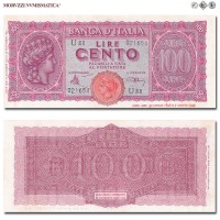 Italia, Luogotenenza, BANCA D'ITALIA, LIRE 100, Italia turrita, 10.12.1944, Firme: Introna, Urbini, FDS, (Crapanzano 260A) / banconote italiane (cartamoneta italiana da collezione - banconota da cento lire) | Moruzzi Numismatica