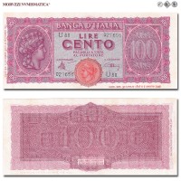 Italia, Luogotenenza, BANCA D'ITALIA, LIRE 100, Italia turrita, 10.12.1944, Firme: Introna, Urbini, FDS, (Crapanzano 260A) / banconote italiane (cartamoneta italiana da collezione - banconota da cento lire) | Moruzzi Numismatica