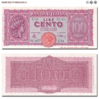Italia, Luogotenenza, BANCA D'ITALIA, LIRE 100, Italia turrita, 10.12.1944, Firme: Introna, Urbini, FDS, (Crapanzano 260A) / banconote italiane (cartamoneta italiana da collezione - banconota da cento lire) | Moruzzi Numismatica