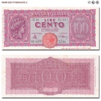 Italia, Luogotenenza, BANCA D'ITALIA, LIRE 100, Italia turrita, 10.12.1944, Firme: Introna, Urbini, FDS, (Crapanzano 260A) / banconote italiane (cartamoneta italiana da collezione - banconota da cento lire) | Moruzzi Numismatica