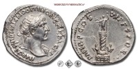 TRAIANO, DENARIO SUBERATO, 114-117 d.C., P M TR P COS VI P P S P Q R colonna di Traiano sormontata dalla statua dell'imperatore, Zecca di Roma, ARGENTO, SPL, (RR), (RIC 356 var.) / monete romane imperiali antiche rare d'argento (moneta romana imperiale antica rara degli imperatori adottivi - Impero Romano) | Moruzzi Numismatica