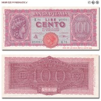Italia, Luogotenenza, BANCA D'ITALIA, LIRE 100, Italia turrita, 10.12.1944, Firme: Introna, Urbini, FDS, (Crapanzano 260A) / banconote italiane (cartamoneta italiana da collezione - banconota da cento lire) | Moruzzi Numismatica
