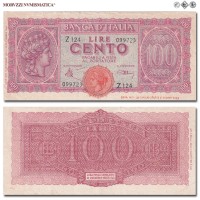 Italia, Luogotenenza, BANCA D'ITALIA, LIRE 100, Italia turrita, 10.12.1944, Firme: Introna, Urbini, mBB, (Crapanzano 260A) / banconote italiane (cartamoneta italiana da collezione - banconota da cento lire) | Moruzzi Numismatica