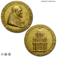 Stato Pontificio, PAOLO V, Borghese, MEDAGLIA STRAORDINARIA IN BRONZO DORATO, Cappella Paolina in Santa Maria Maggiore, 1605 AN I, Opus Ambrogio Buonvicino, SPL, (RRR), (Modesti CNORP 1038) / medaglie papali pontificie straordinarie rare da collezione | Moruzzi Numismatica