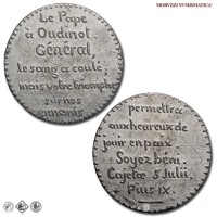 Stato Pontificio, PIO IX, Mastai Ferretti, MEDAGLIA SATIRICA, Generale Oudinot, 1849, SPL, (R), (Bartolotti IV-9) / medaglie satiriche rare da collezione | Moruzzi Numismatica