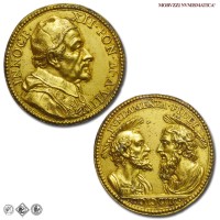 Stato Pontificio, INNOCENZO XII, Pignatelli, MEDAGLIA ANNUALE IN BRONZO DORATO, SS. Apostoli Pietro e Paolo, 1698 A VII, Opus Giovanni Hamerani, mSPL, (R), (Bartolotti E698) / medaglie papali pontificie annuali rare da collezione | Moruzzi Numismatica