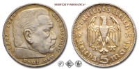 Germania, TERZO REICH, MARCHI 5, Paul von Hindenburg, 1936 F, Zecca di Stoccarda, ARGENTO, mBB, (Jaeger 360) / Silbermünzen aus dem Deutsches Reich REICHSMARK 5 Stuttgart (monete mondiali europee tedesche moderne d'argento - moneta mondiale europea tedesca moderna da collezione) | Moruzzi Numismatica