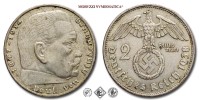 Germania, TERZO REICH, MARCHI 2, Paul von Hindenburg, 1938 A, Zecca di Berlino, ARGENTO, mBB, (Jaeger 366) / Deutsches Reich 2 Reichsmark 1937 A Berlin SILBER (SILVER COINS - monete tedesche d'argento) - German Reich (Germany - Third Reich) | Moruzzi Numismatica