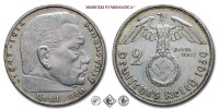 Germania, TERZO REICH, MARCHI 2, Paul von Hindenburg, 1939 A, Zecca di Berlino, ARGENTO, SPL, (Jaeger 366) / Deutsches Reich 2 Reichsmark 1937 A Berlin SILBER (SILVER COINS - monete tedesche d'argento) - German Reich (Germany - Third Reich) | Moruzzi Numismatica