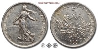 Francia, QUINTA REPUBBLICA, FRANCHI 5, Semeuse, 1960, Zecca di Parigi, ARGENTO, mBB, (Gadoury 770) / France Cinquième République 5 Francs Paris pièces de monnaies françaises (World SILVER coins - monete mondiali europee francesi d'argento - moneta mondiale europea francese da collezione) | Moruzzi Numismatica