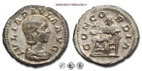 GIULIA PAOLA, DENARIO, 219-220 d.C., CONCORDIA seduta con patera e scettro; nel campo a sinistra una stella, Zecca di Roma, ARGENTO, FDC, (R), (RIC 211/S) monete romane imperiali antiche rare d'argento (moneta romana imperiale antica rara - Impero Romano) | Moruzzi Numismatica