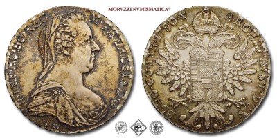Austria, MARIA TERESA, TALLERO RICONIO, 1780, Zecca di Vienna, ARGENTO, FDC, (KM T1) / Silbertaler von Maria Theresia von Österreich (Maria Theresa of Austria Silver Thaler - World coins - monete mondiali europee austriache d'argento - moneta mondiale europea austriaca - talleri da collezione) | Moruzzi Numismatica