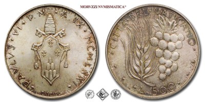 Città del Vaticano, PAOLO VI, Montini, LIRE 500, 1971 A IX, Zecca di Roma, ARGENTO, FDC, (Pagani 989) / monete papali vaticane d'argento (moneta papale vaticana da collezione) | Moruzzi Numismatica